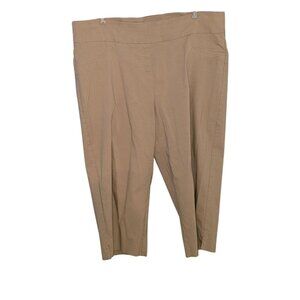 Ruby Rd. Womens Plus Size 24W Khaki Pants With Elastic Waist & Pockets